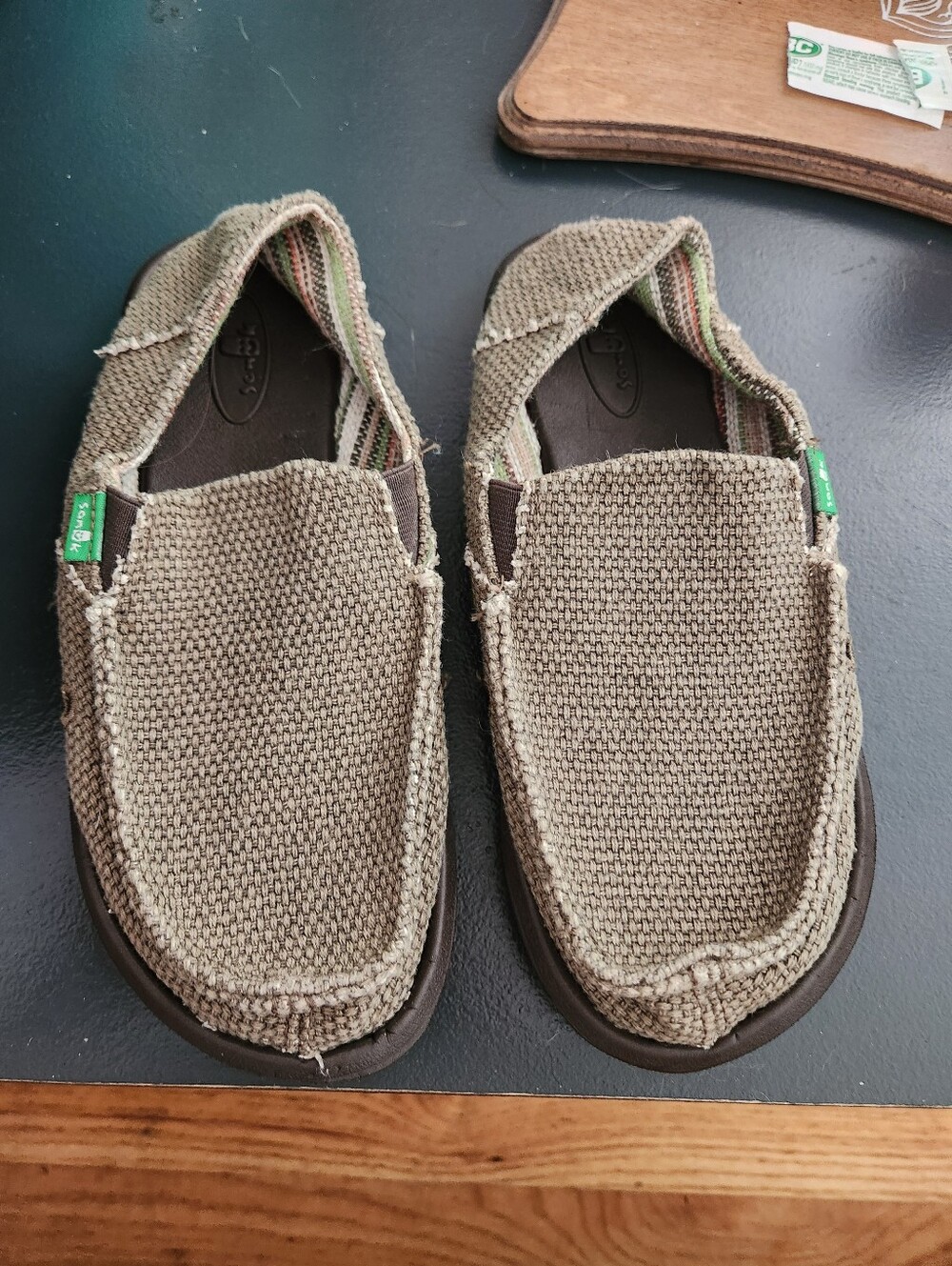 Sanuk Canvas Slip-On Loafers in Khaki